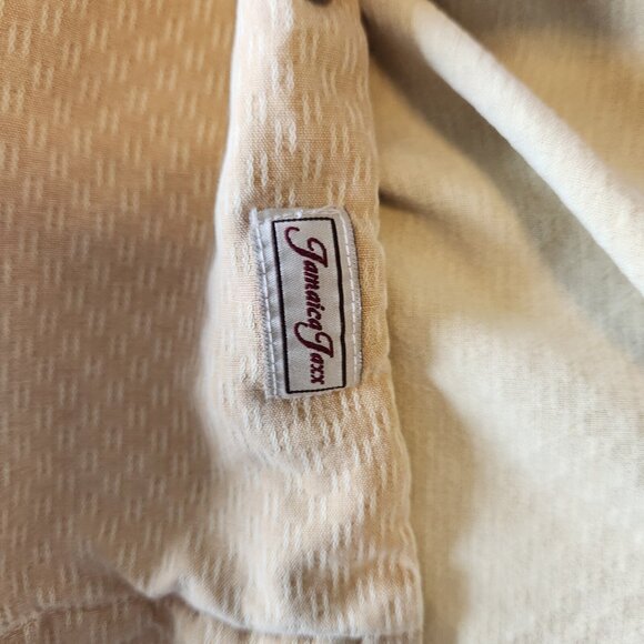 Jamaica Jaxx Shirt 100% Silk Button Up Yellow Embroidered Design Large EUC - Picture 9 of 11